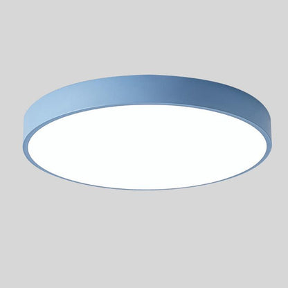 Modern Flush-Mount LED Ceiling Light with Wood Accent – Round Dome Design for Bedroom, Living Room & Office