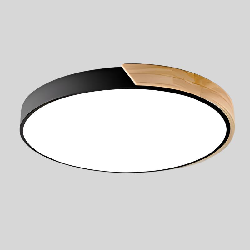Round Wood Ceiling Light Fixture with LED – Scandinavian Style Flush Mount for Bedroom, Study & Hallway – 9" or 12" Diameter – Modern