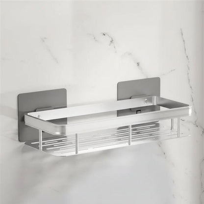 Adhesive Bathroom Corner Shelf - No Drill Wall Organizer with Strong Hold for Shampoo, Soap & Toiletries - ABS & Stainless Steel