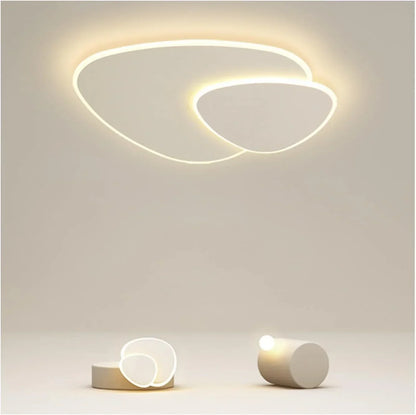 Sculptural LED Flush Mount Light Fixture 16-20 in Layered Acrylic White for Bedroom Hallway Contemporary Overhead Lighting Home Interior Dec