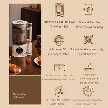 Plant-Based Milk Maker Machine – Automated Blending System for Almond, Oat & Soy – 12-Blade Steel Grinder, Self-Clean, Timer & 8 Programs