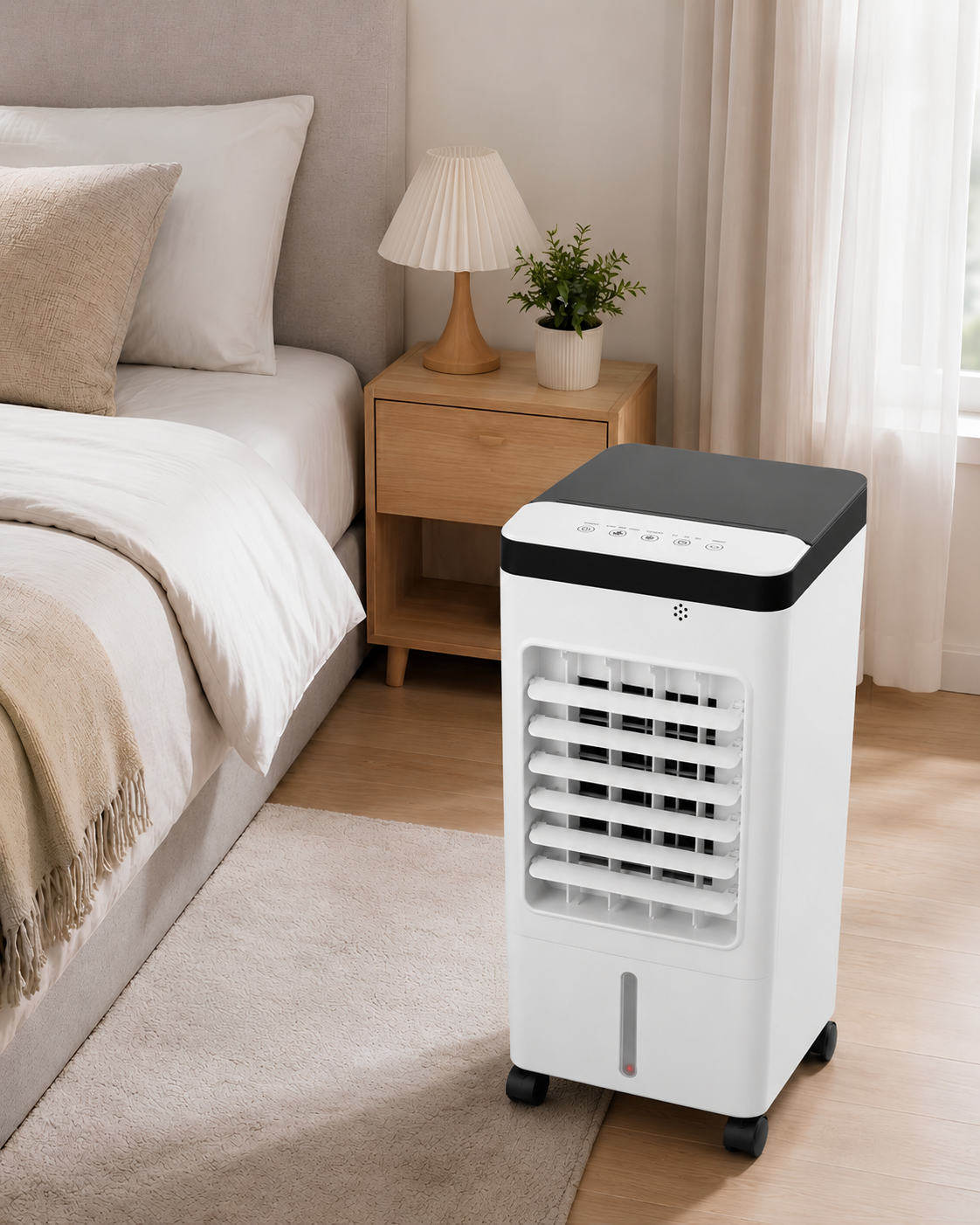 Portable Evaporative Cooler Fan with Humidifier & Remote Control for Bedroom, Home Office & Desktop Cooling | Compact Quiet Personal Air