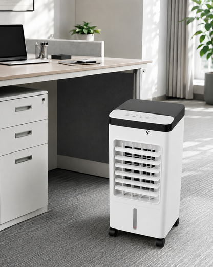 Portable Evaporative Cooler Fan with Humidifier & Remote Control for Bedroom, Home Office & Desktop Cooling | Compact Quiet Personal Air