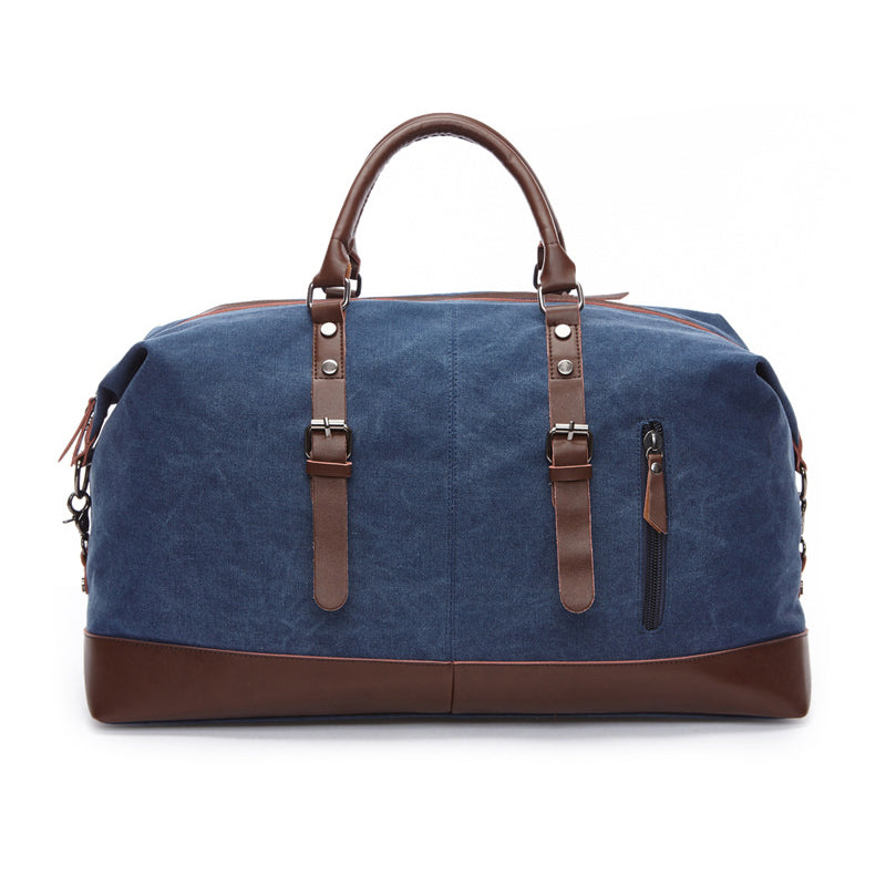 Leather Canvas Weekend Travel Bag for Men & Women – Vintage Style Overnight Duffel with Waterproof Coating