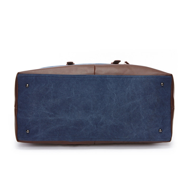 Leather Canvas Weekend Travel Bag for Men & Women – Vintage Style Overnight Duffel with Waterproof Coating