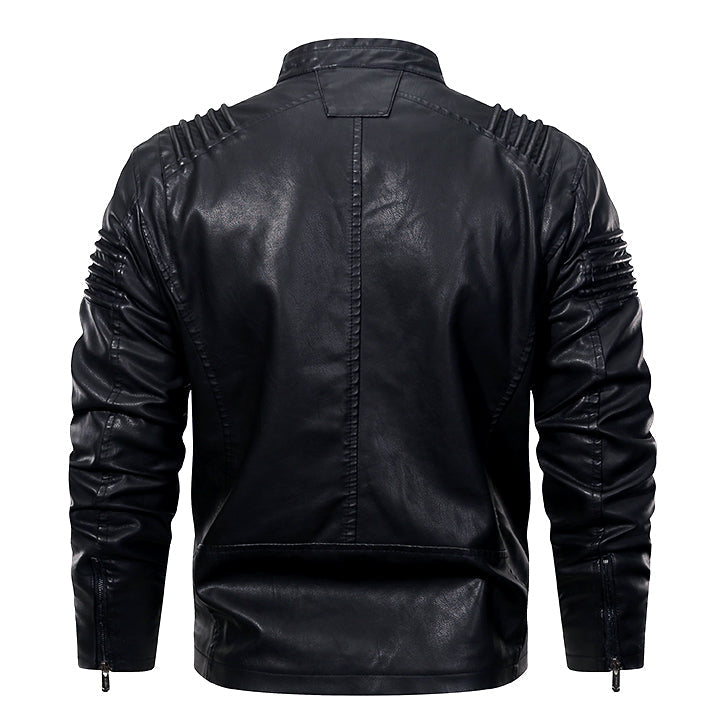 Premium Faux Leather Moto Jacket for Men – Water-Resistant with Scratch-Proof Finish – Classic Black Outerwear