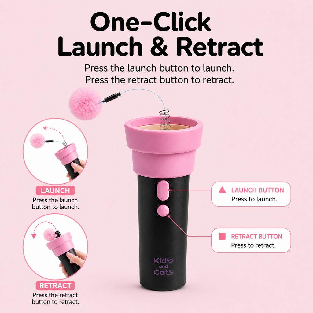 Ortekor One-Click Electric Cat Teaser Launcher for Indoor Cats - Chase & Pounce Play Without Constant Wand Waving