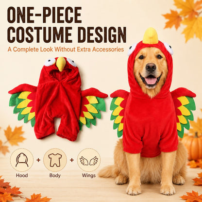 Ortekor Halloween Turkey Costume for Dogs & Cats - One-Piece Hooded Pet Outfit for Parties & Photos