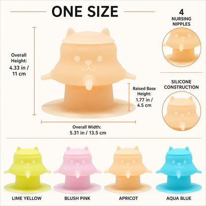 Ortekor 4-Nipple Silicone Nursing Feeder for Kittens & Puppies - Easier Litter Feeding with a Suction Base