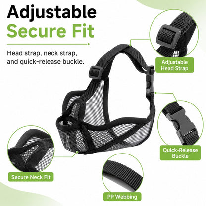 Ortekor French Bulldog Breathable Mesh Muzzle for Walks, Grooming & Scavenging Control - Drink-Friendly Short-Snout Dog Muzzle