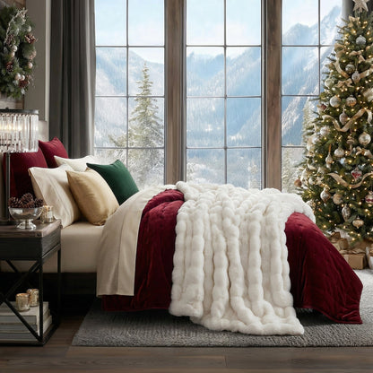 Plush Faux Fur Throw Blanket with Silky Soft Texture for Couch, Bed & Living Room Decor in Multiple Colors