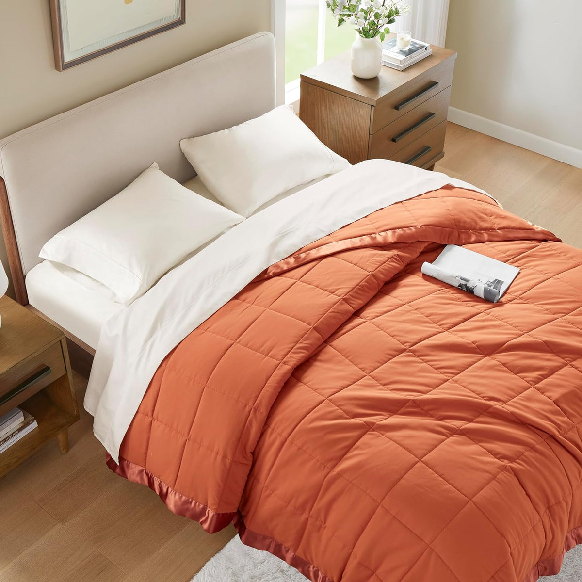 Colección Windom | Manta de plumón alternativo con tratamiento que absorbe la humedad | Cubrecama ligero y suave para todas las estaciones, ribete de satén