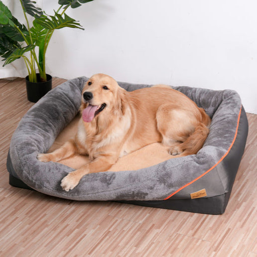 Cama premium para perros con soporte articular y núcleo de espuma de alta densidad para cachorros grandes: tumbona para mascotas extra grande con refuerzo acolchado y funda extraíble y lavable