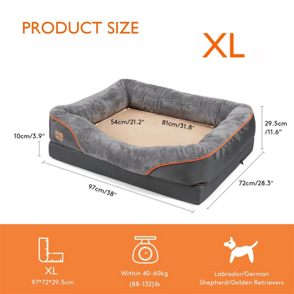 Cama premium para perros con soporte articular y núcleo de espuma de alta densidad para cachorros grandes: tumbona para mascotas extra grande con refuerzo acolchado y funda extraíble y lavable