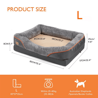 Cama premium para perros con soporte articular y núcleo de espuma de alta densidad para cachorros grandes: tumbona para mascotas extra grande con refuerzo acolchado y funda extraíble y lavable