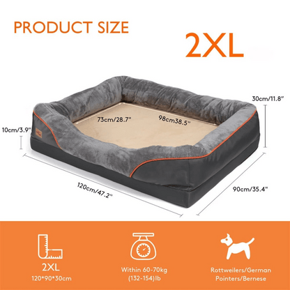 Cama premium para perros con soporte articular y núcleo de espuma de alta densidad para cachorros grandes: tumbona para mascotas extra grande con refuerzo acolchado y funda extraíble y lavable
