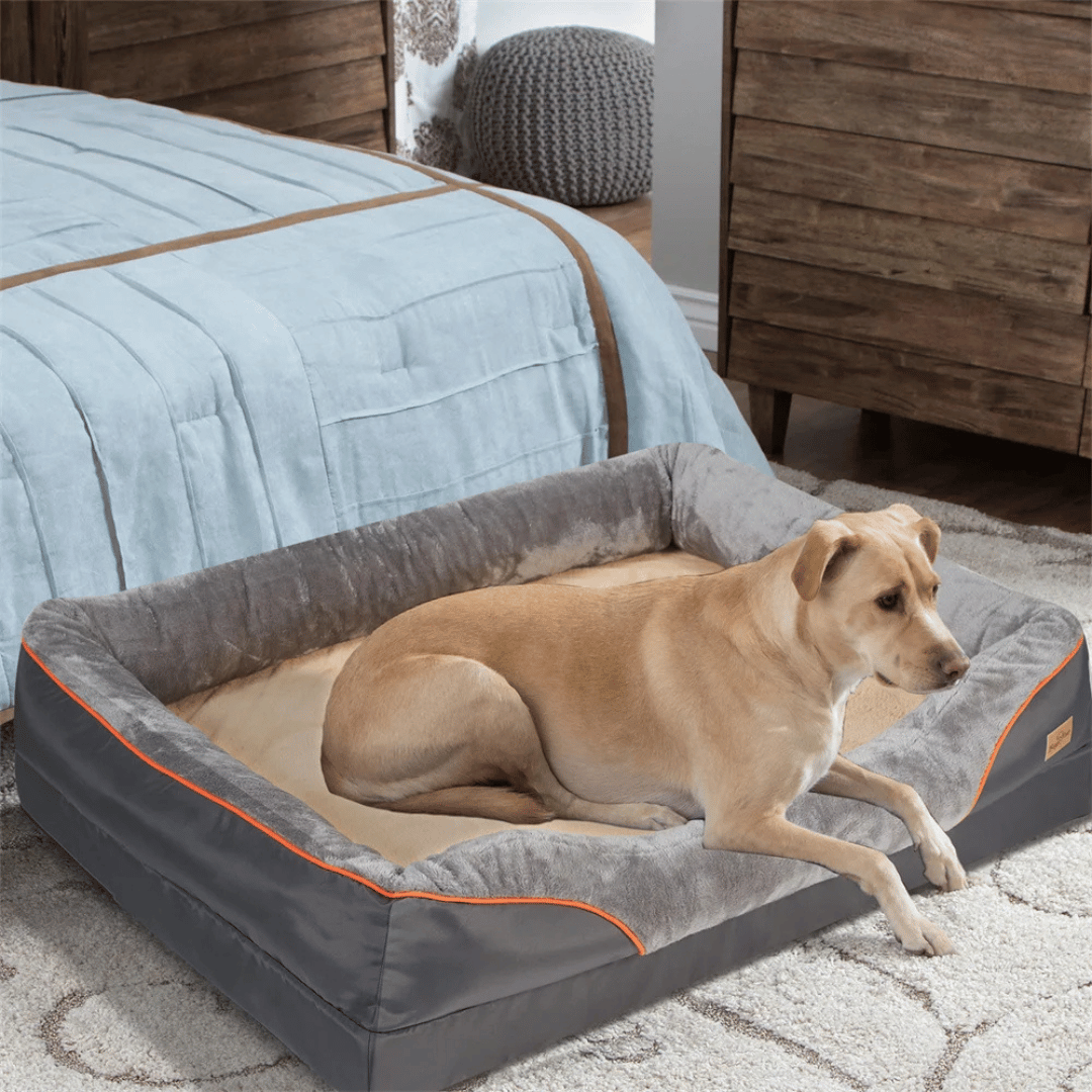 Cama premium para perros con soporte articular y núcleo de espuma de alta densidad para cachorros grandes: tumbona para mascotas extra grande con refuerzo acolchado y funda extraíble y lavable