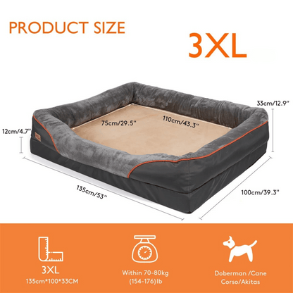Cama premium para perros con soporte articular y núcleo de espuma de alta densidad para cachorros grandes: tumbona para mascotas extra grande con refuerzo acolchado y funda extraíble y lavable