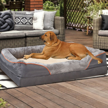 Cama premium para perros con soporte articular y núcleo de espuma de alta densidad para cachorros grandes: tumbona para mascotas extra grande con refuerzo acolchado y funda extraíble y lavable