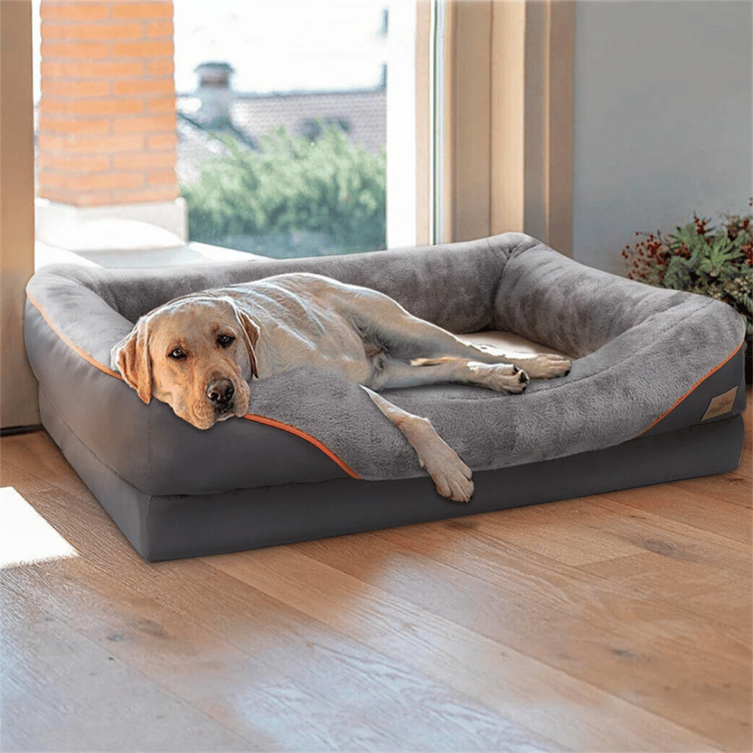 Cama premium para perros con soporte articular y núcleo de espuma de alta densidad para cachorros grandes: tumbona para mascotas extra grande con refuerzo acolchado y funda extraíble y lavable