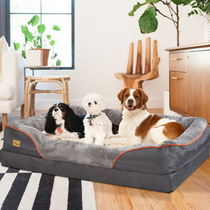 Cama premium para perros con soporte articular y núcleo de espuma de alta densidad para cachorros grandes: tumbona para mascotas extra grande con refuerzo acolchado y funda extraíble y lavable