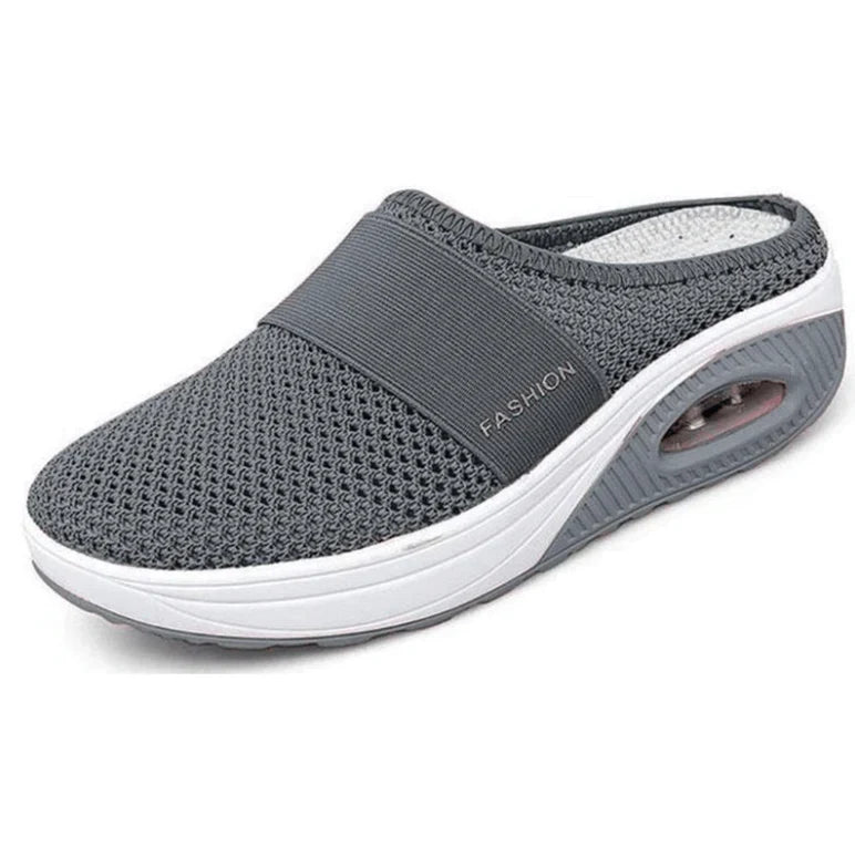 Cushioned Slip-On Walking Sneakers with Air Sole Technology for Women | Breathable Mesh Athletic Shoes for All-Day Standing and Comfort