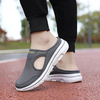 Men's Orthopedic Slip-On Shoes with Arch Support & Breathable Mesh Upper for Wide Feet | Lightweight EVA Cushioned Walking Shoes for