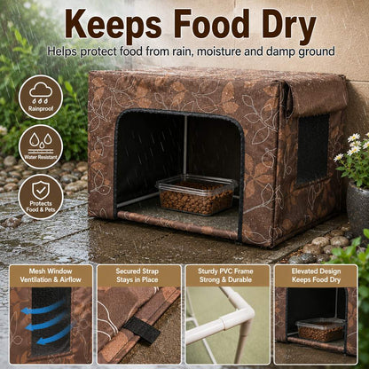 Ortekor Outdoor Cat Feeding Shelter for Backyards - Weather-Resistant Food Station Cover