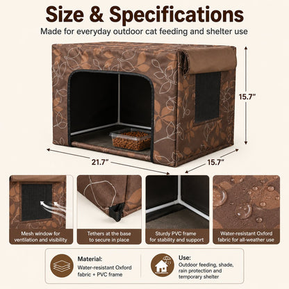 Ortekor Outdoor Cat Feeding Shelter for Backyards - Weather-Resistant Food Station Cover