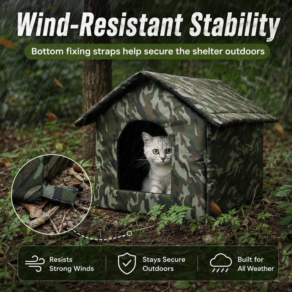 Ortekor Weather-Resistant Outdoor Cat House for Porches & Backyards - Cozy Shelter for Cats & Small Dogs