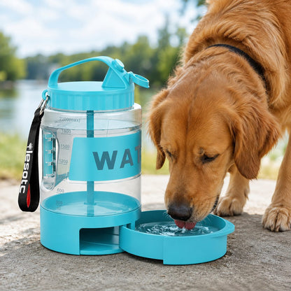 Ortekor 2.2L Portable Dog Travel Water Bottle with Pull-Out Bowl - Fewer Refills for Hiking, Camping & Road Trips