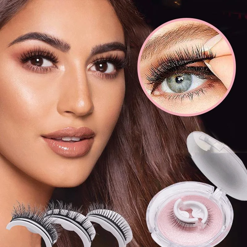 Stick-On False Lashes Reusable No Glue Fake Eyelashes Self-Adhesive Strip Lashes Natural Look Washable Falsies for Everyday