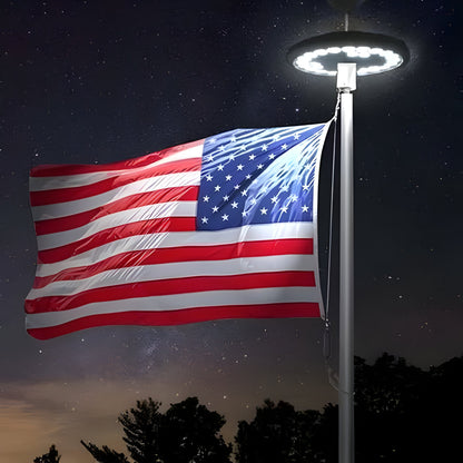 Automatic Dusk-to-Dawn Flagpole Topper Light Solar 26 LED 700 Lumen Waterproof Outdoor Lighting for Yard Garden Residential