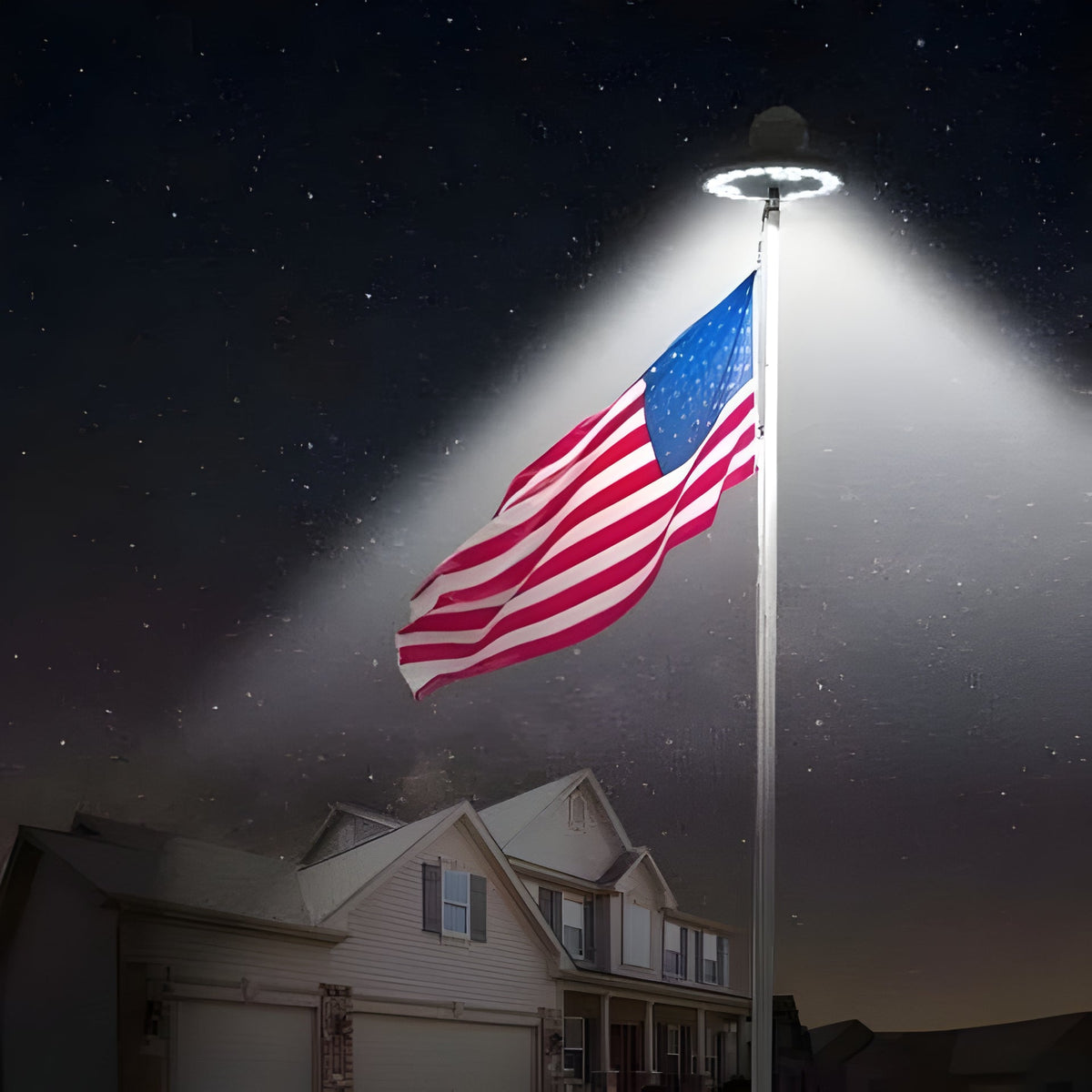 Automatic Dusk-to-Dawn Flagpole Topper Light Solar 26 LED 700 Lumen Waterproof Outdoor Lighting for Yard Garden Residential