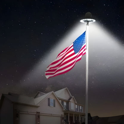 Automatic Dusk-to-Dawn Flagpole Topper Light Solar 26 LED 700 Lumen Waterproof Outdoor Lighting for Yard Garden Residential
