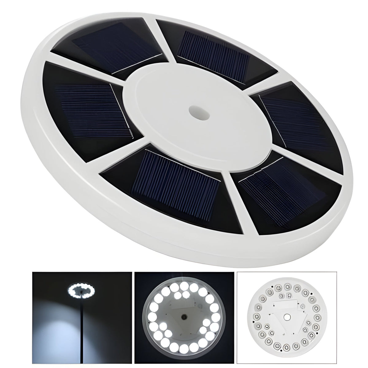 Automatic Dusk-to-Dawn Flagpole Topper Light Solar 26 LED 700 Lumen Waterproof Outdoor Lighting for Yard Garden Residential