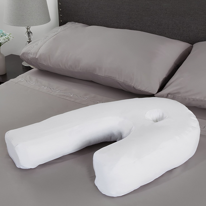 Almohada contorneada para dormir de lado con orificio para alivio de oídos: soporte de espuma viscoelástica que alinea la columna para un descanso sin dolor, funda lavable, 53×41 cm