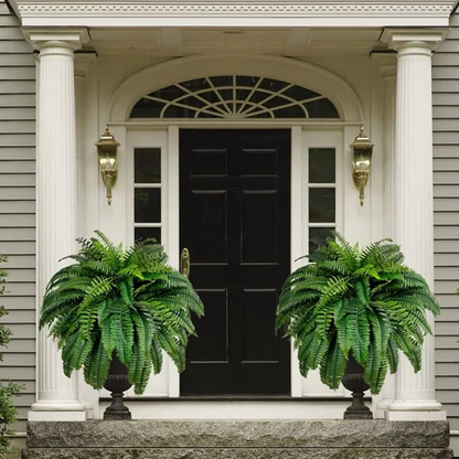 Helecho de Boston artificial realista | Plantas falsas resistentes a los rayos UV para una decoración de exteriores sin mantenimiento