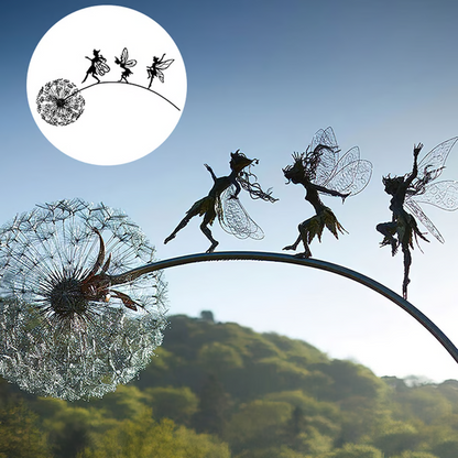 Estacas de metal para jardín de hadas para decoración de patios interiores y exteriores | Arte de silueta resistente a la intemperie | Juego de adornos de césped caprichosos para