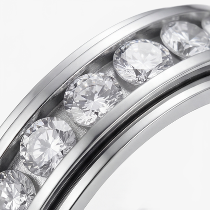 Titanium Steel Spinner Ring with Zirconia Stones for Anxiety Relief & Everyday Wear | Hypoallergenic Fidget Ring for Women & Men