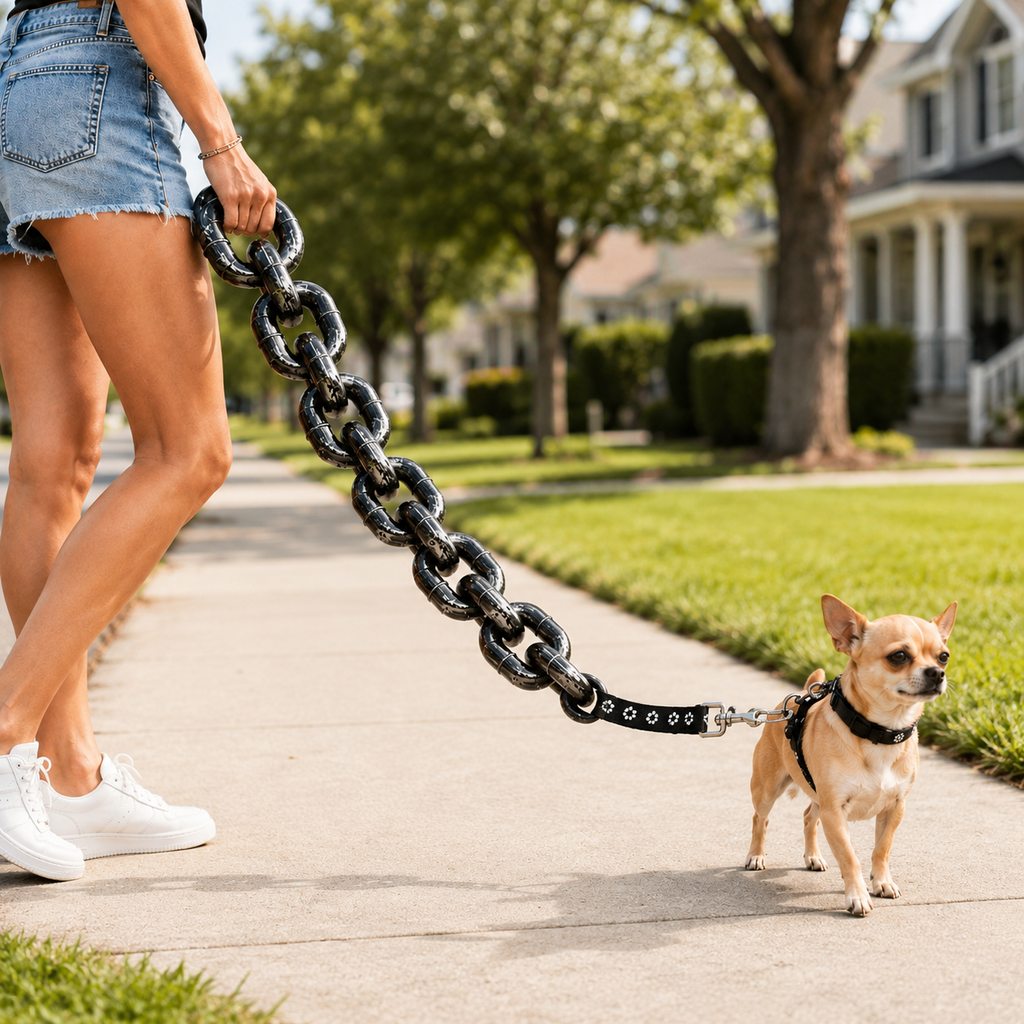 Ortekor Oversized Chain Dog Leash & Collar Set for Small Dogs - Make Everyday Walks Stand Out