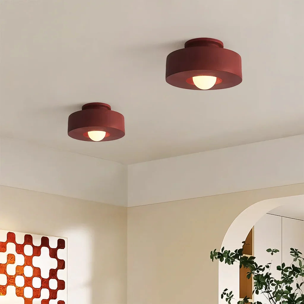 Resin Pendant Light 12 in Diameter LED Fixture Black Red Green Overhead Lighting Kitchen Dining Room Hallway Decor Minimalist Hanging Lamp