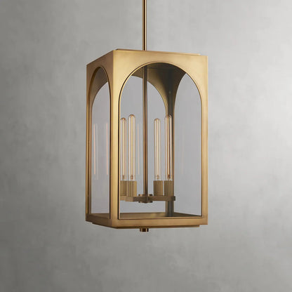 Arched Glass Outdoor Hanging Light with Adjustable Drop & Extension Rods for Patio, Porch, Entryway & Covered Deck