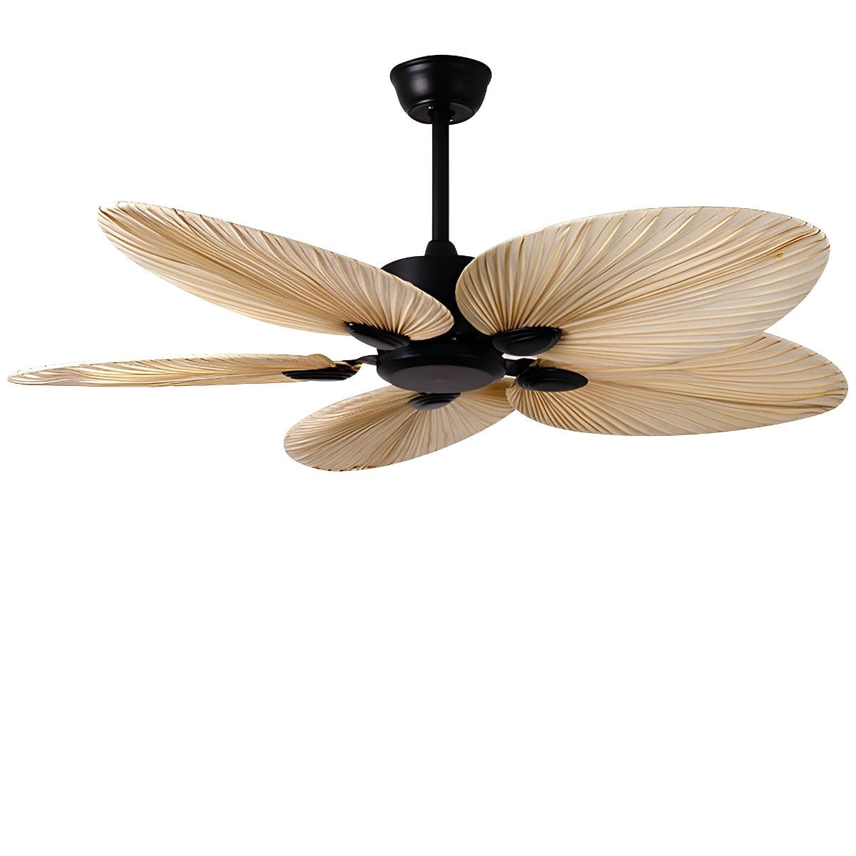 52-Inch Remote Control Tropical Leaf Ceiling Fan with Whisper-Quiet DC Motor for Bedrooms, Living Rooms | Natural Brown Palm Style Cooling F