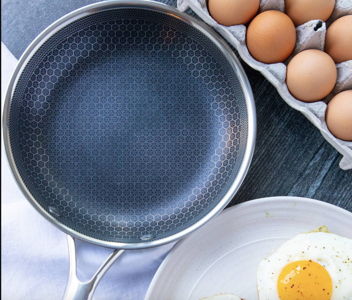 Stainless Steel Frying Pan with Textured Nonstick Surface – 11.8 Inch Square Skillet for Stovetop Cooking