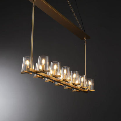 Linear Crystal Chandelier 49-60 Inch X-Frame Dining Room Ceiling Light Brass Nickel Bronze Kitchen Island