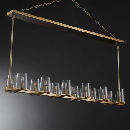 Linear Crystal Chandelier 49-60 Inch X-Frame Dining Room Ceiling Light Brass Nickel Bronze Kitchen Island