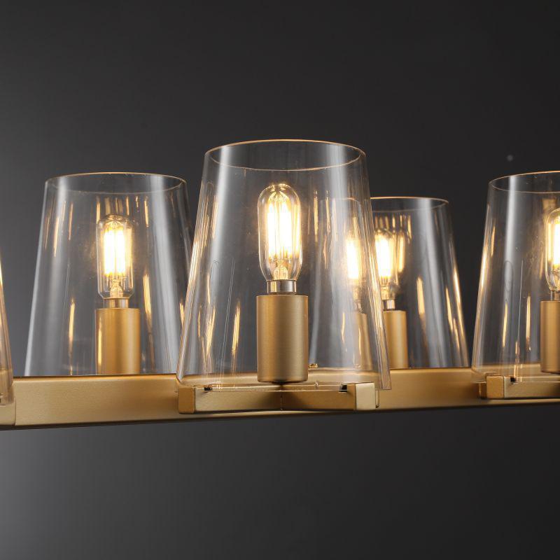 Linear Crystal Chandelier 49-60 Inch X-Frame Dining Room Ceiling Light Brass Nickel Bronze Kitchen Island