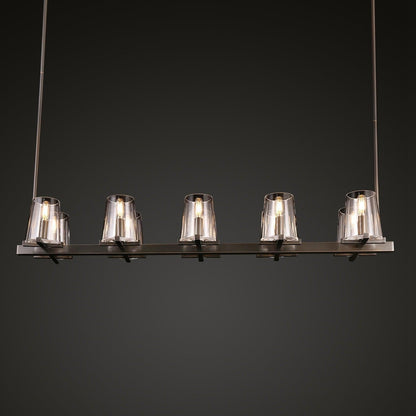 Linear Crystal Chandelier 49-60 Inch X-Frame Dining Room Ceiling Light Brass Nickel Bronze Kitchen Island
