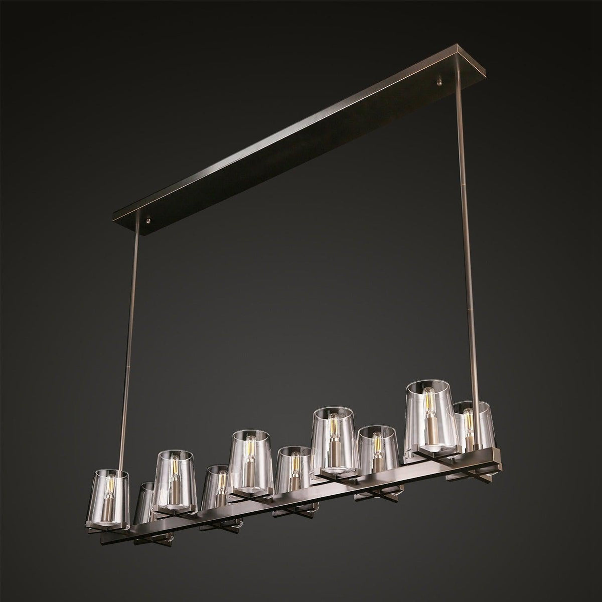 Linear Crystal Chandelier 49-60 Inch X-Frame Dining Room Ceiling Light Brass Nickel Bronze Kitchen Island